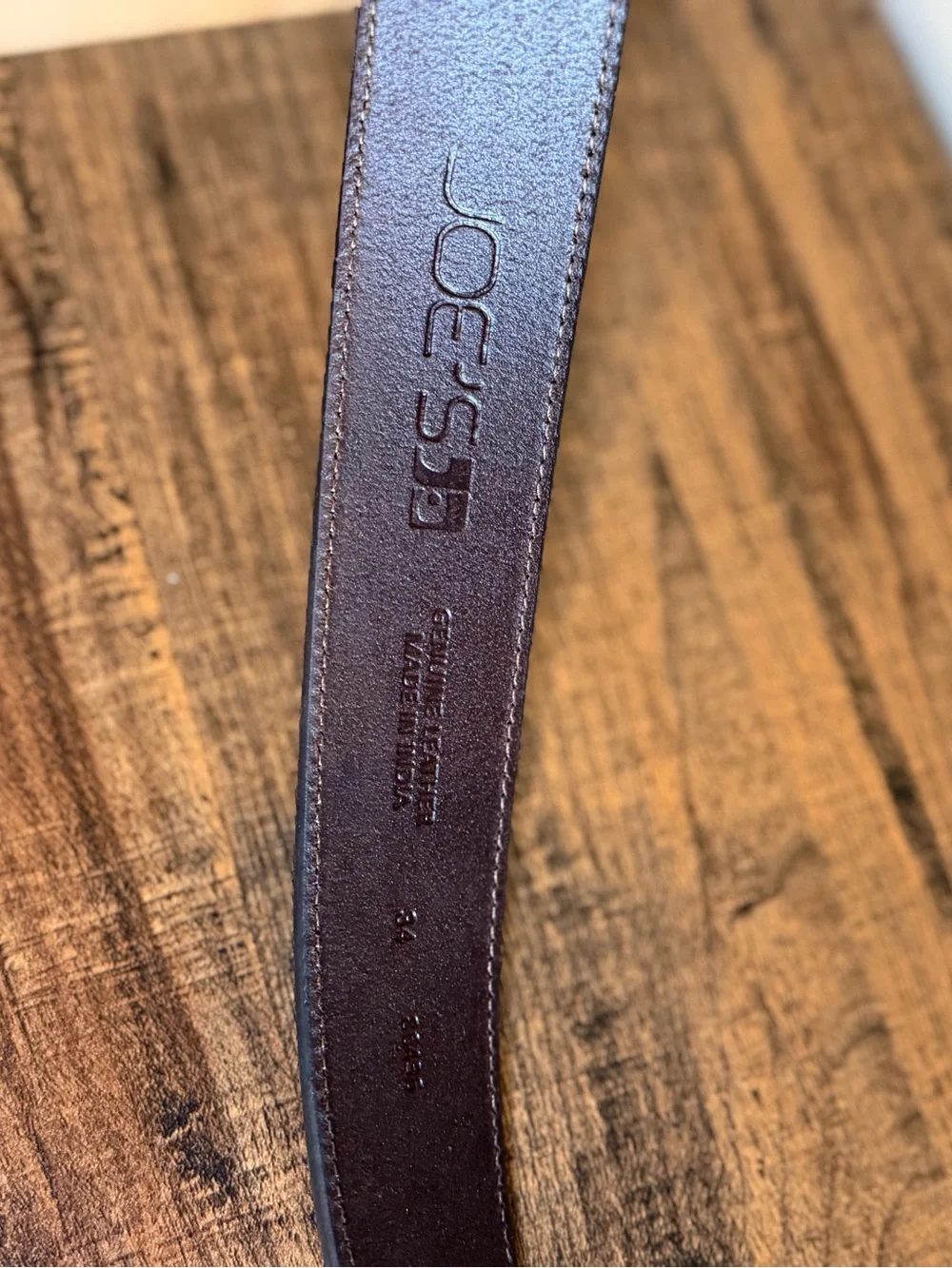 Men’s Belt Joes Jeans Size 34 Brown Leather Cognac NWT Stretch